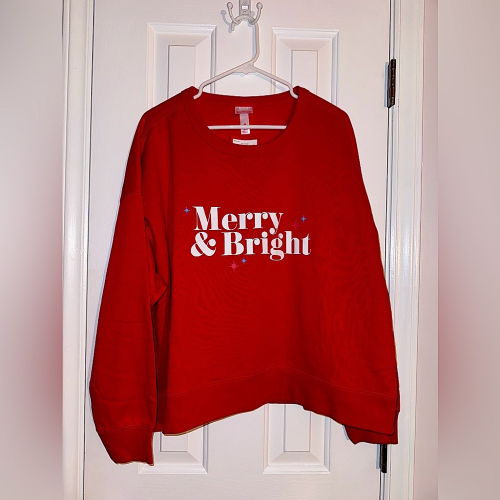 NEW! Women's "Merry & Bright" Holiday 
Christmas Sweatshirt, Red - Wondershop